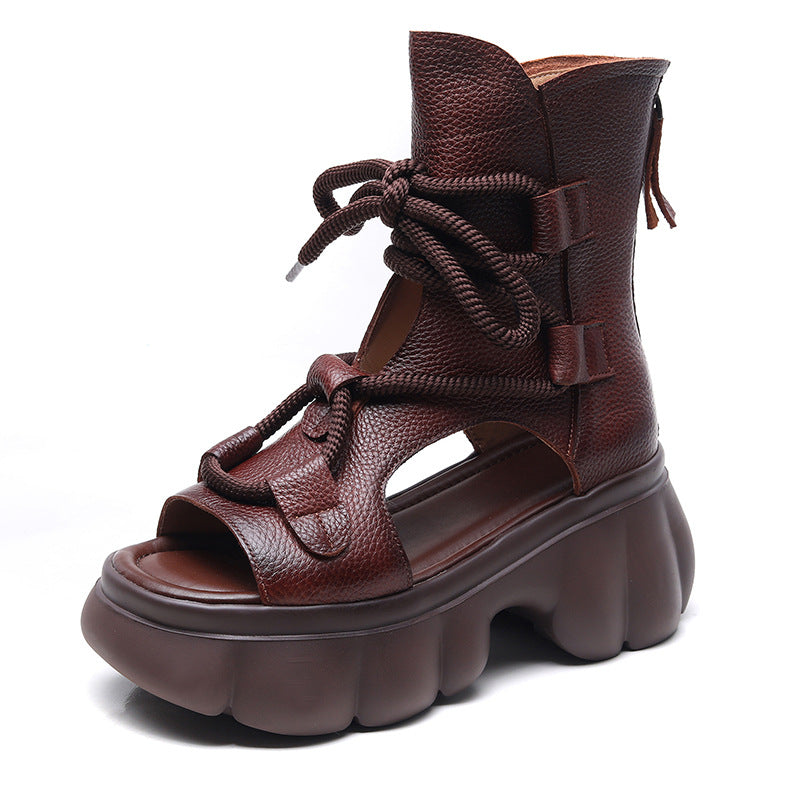 Women's Platform Roman Open Toe Peep Side Sandals
