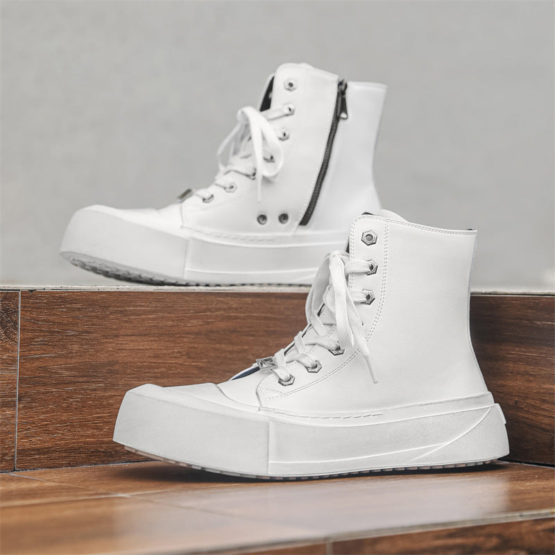 Women's & Men's Increased Old White Couple Derby Canvas Shoes