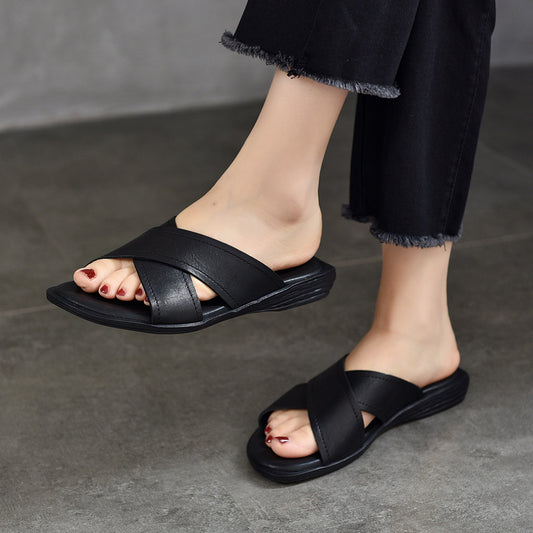 Women's Two Pairs Of Flat Summer Low Sandals