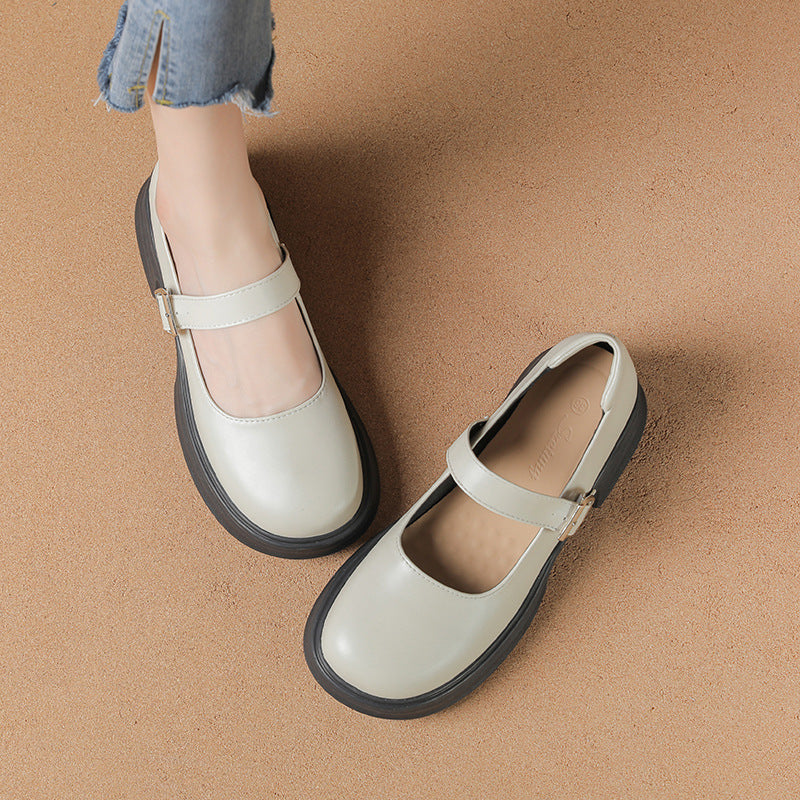 Women's Jane Spring Chunky Round Head Pumps Platform Loafers