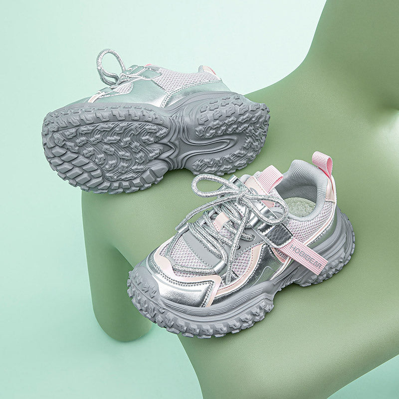 Glamorous Double Mesh Breathable Campus Daddy Kid's Sneakers