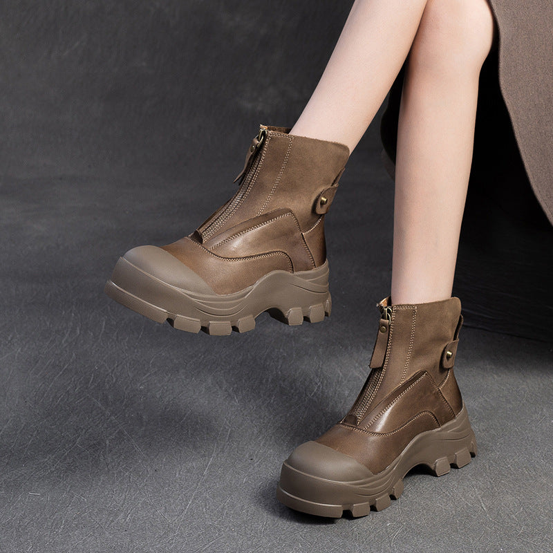Women's First Layer Cowhide Platform Knight Fashion Boots