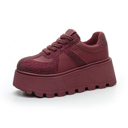 Women's & Men's Thick Bottom Autumn Height Increasing Retro Frosted Plus Men's Shoes