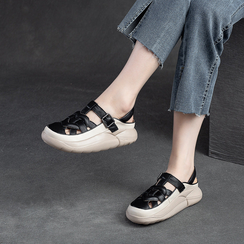 Women's Breathable Buckle Thick Bottom Top Layer Women's Shoes