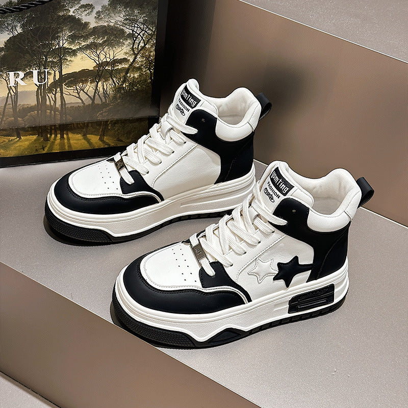 High Top White Female Fashion Genuine Sneakers