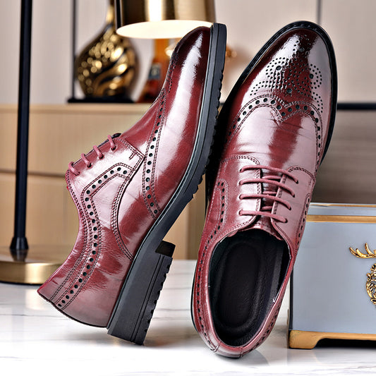 Men's Wear First Layer Calf Business Black Leather Shoes