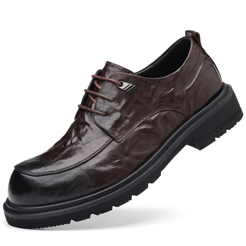 Men's Summer Sheepskin Business Round Toe Breathable Leather Shoes