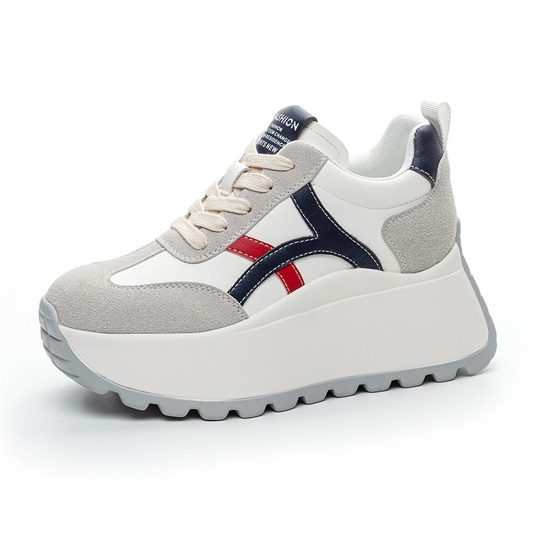 Women's Platform Height Increasing Insole Korean Style Round Women's Casual Shoes