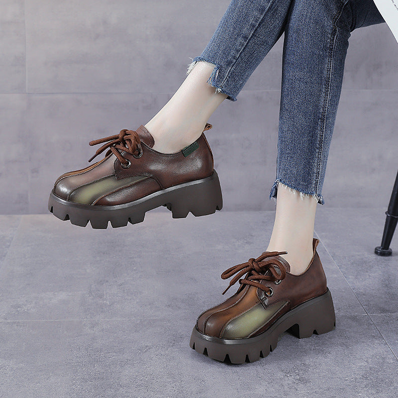Women's Top Layer Cowhide Summer Small Retro Casual Shoes