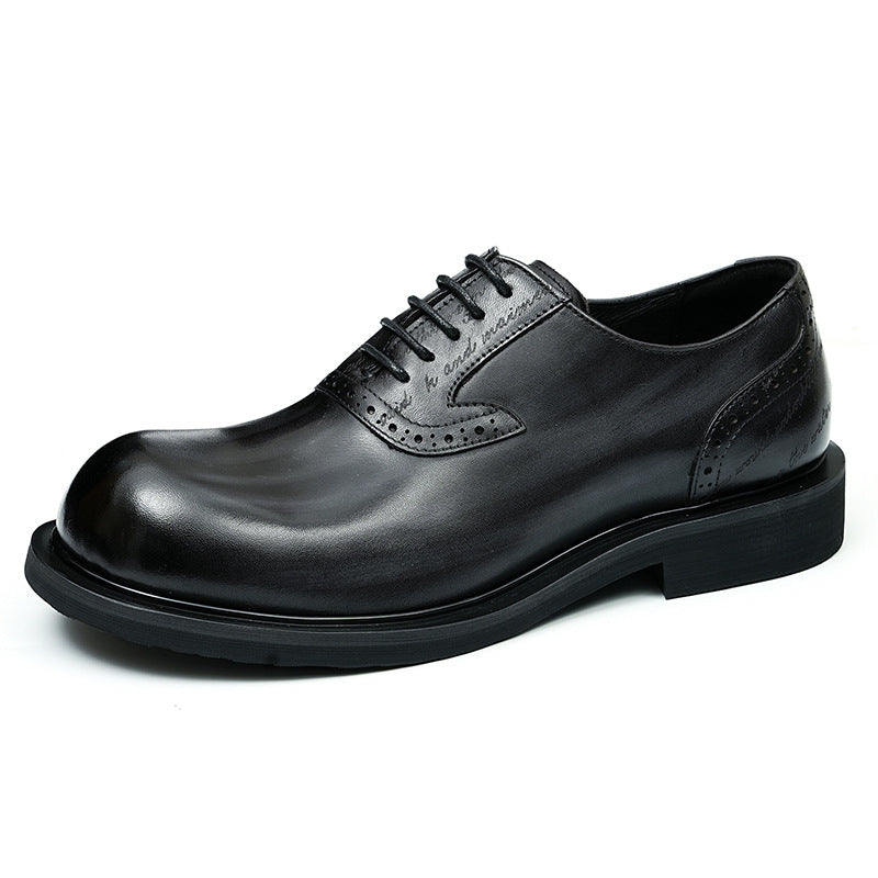 Men's Head British Style Business Formal Wear Cowhide Leather Shoes