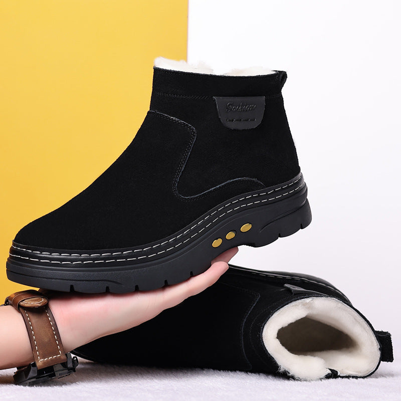 Men's Wool Fur Integrated Warm Leisure Ankle Men's Shoes