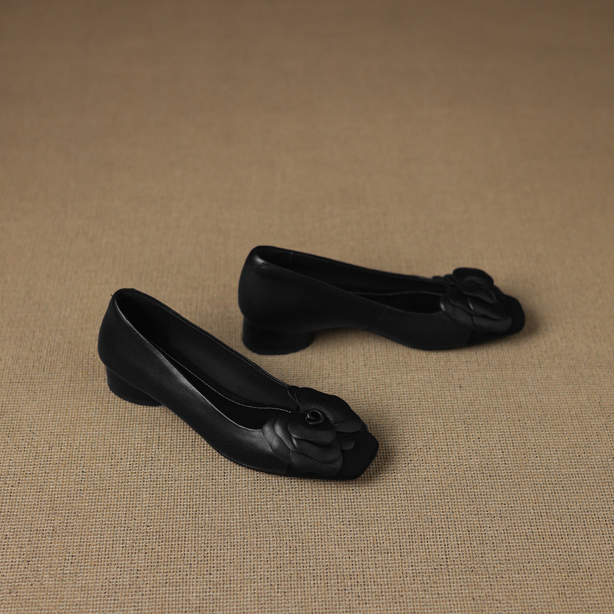 Sheepskin Version French Style Camellia Classic Shallow Mouth Mary Jane Women's Fashion Shoes