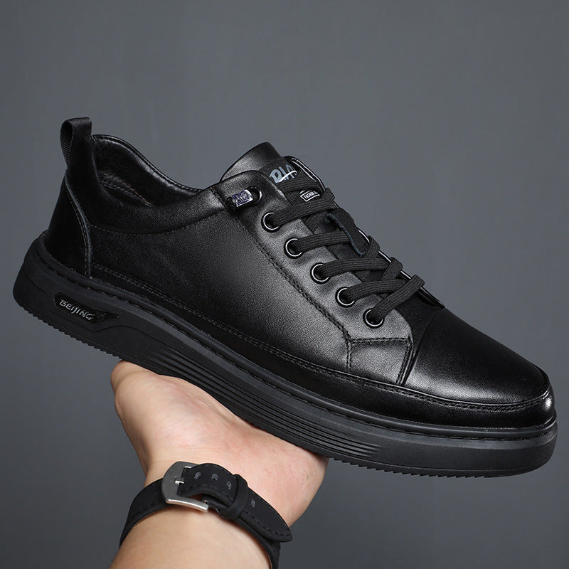 Men's Layer Cowhide Slip-on Flat Trendy Genuine Men's Shoes