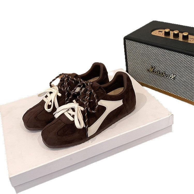 Women's Full Cowhide Hidden Platform German Training Spring Retro Men's Shoes