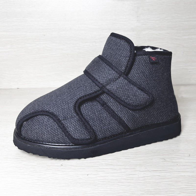Winter Thermal Thicker Velcro Vamp Widened Fattened Men's Shoes