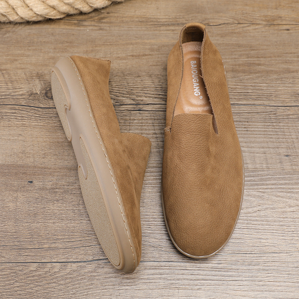 Men's Super Soft Breathable Lightweight First Layer Cowhide Slip-on Men's Casual Shoes