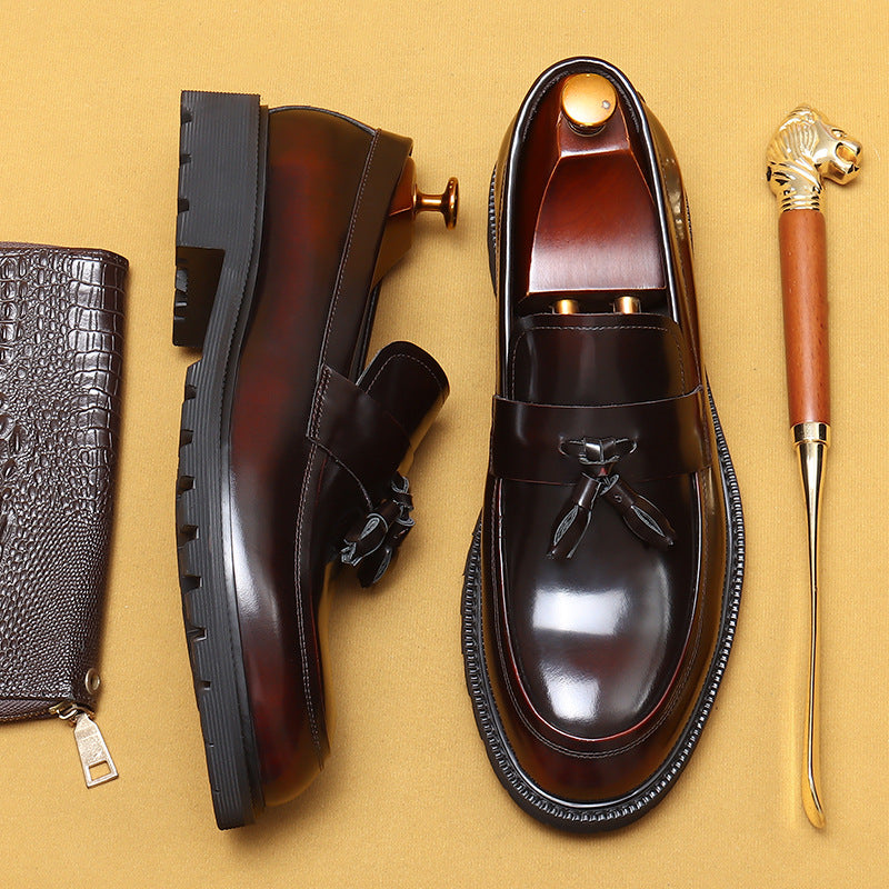 Men's Platform British Cowhide Inner Business Formal Men's Casual Leather Shoes