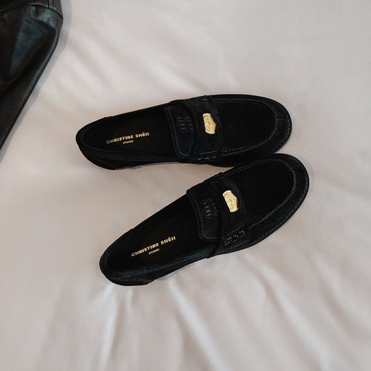 Women's Su Home Small Gold Coin Genuine Loafers