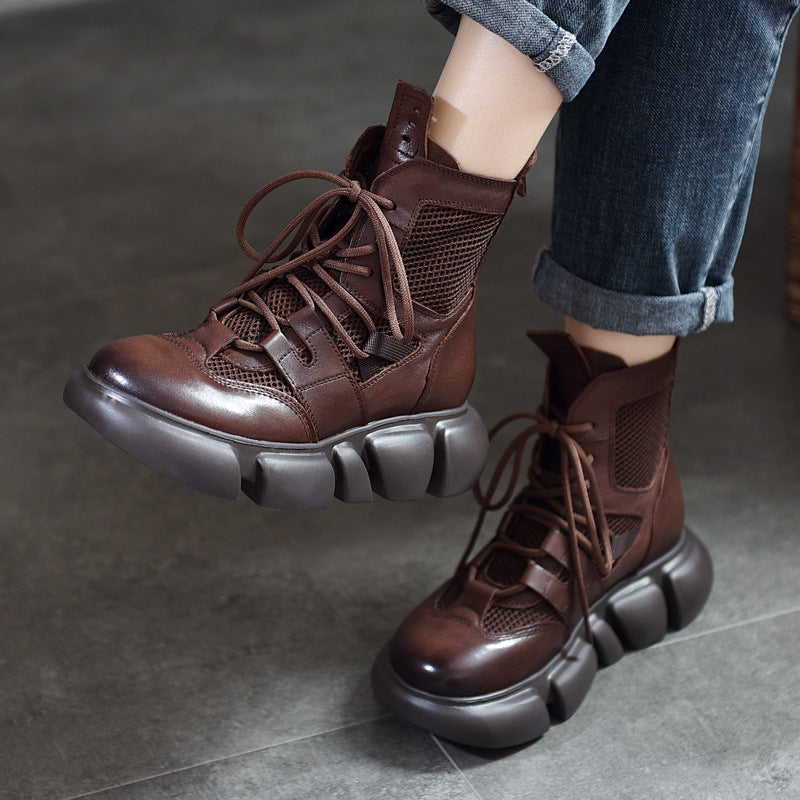 Women's Round Head Genuine Thick Bottom Ankle Breathable Sandals