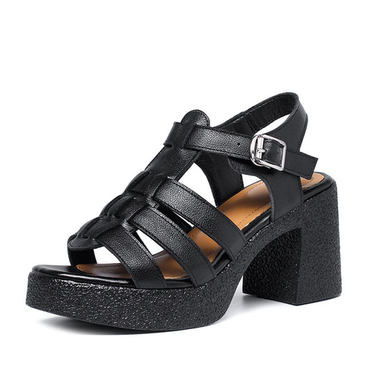 Women's Chunky Fairy Style Peep Toe Retro Summer Women's Shoes