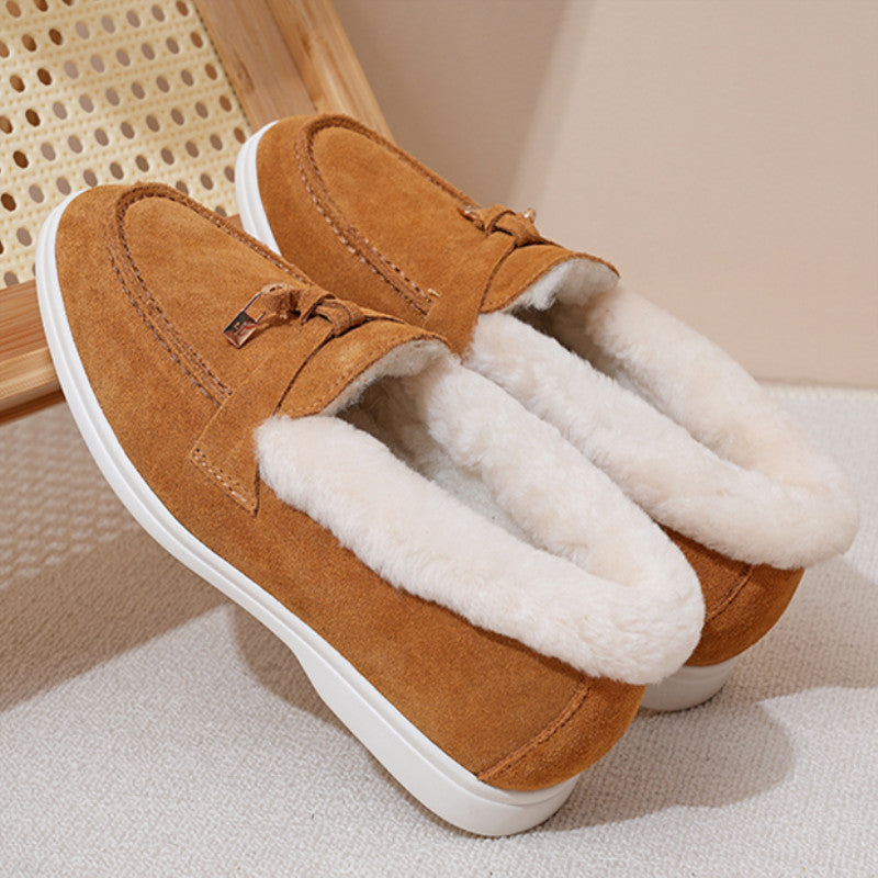 Women's Winter Outdoor Slip-on Flat Fleece-lined Warm Loafers