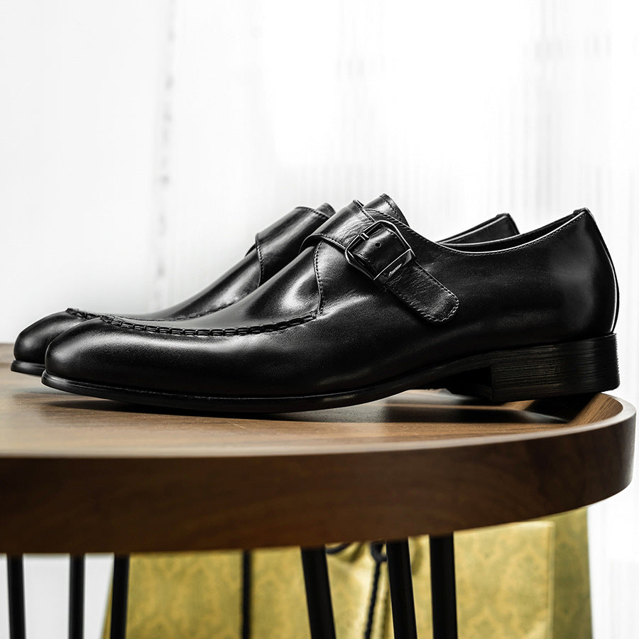 Men's Strength Quality Monk Cowhide Penny Business Leather Shoes