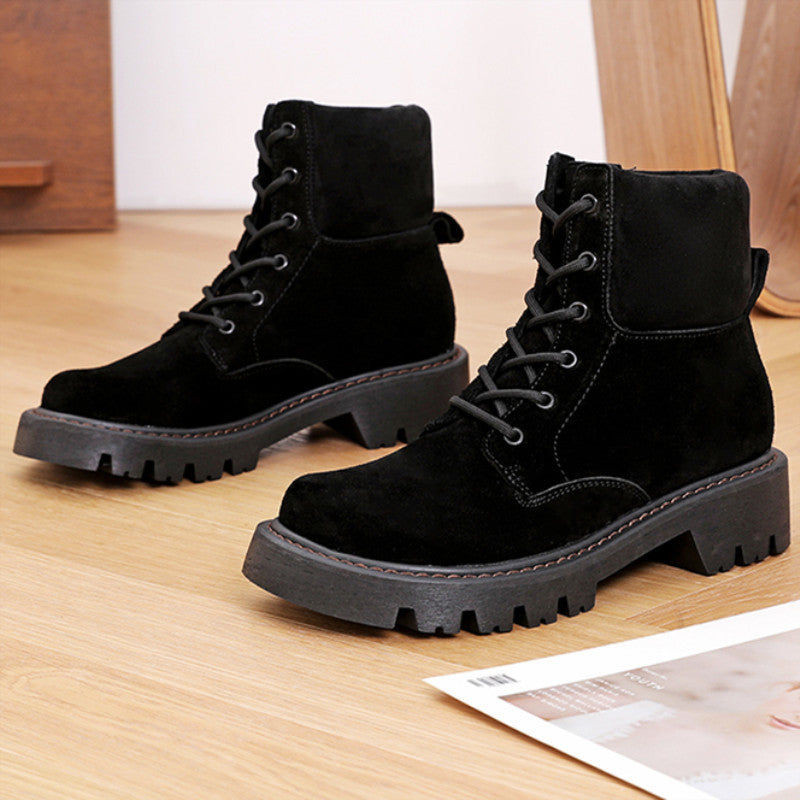 Women's Genuine Platform Ankle Retro Worker Big Sneakers
