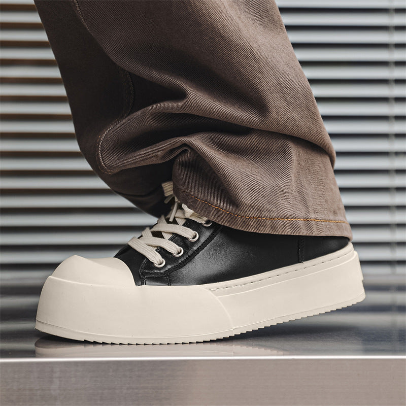 Men's First Layer Cowhide Black Board Little Sneakers