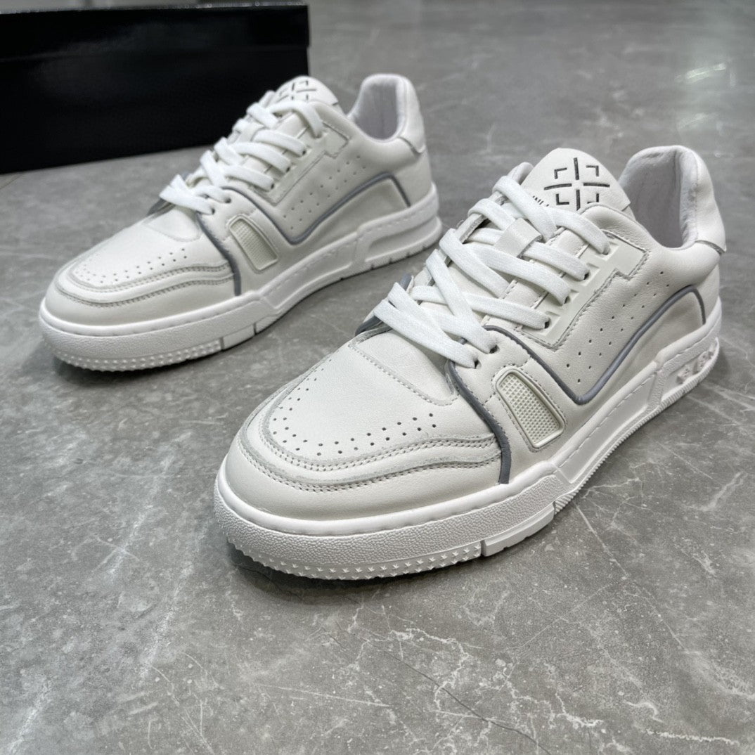 Men's Source Genuine White Top Layer Cowhide Men's Board Shoes