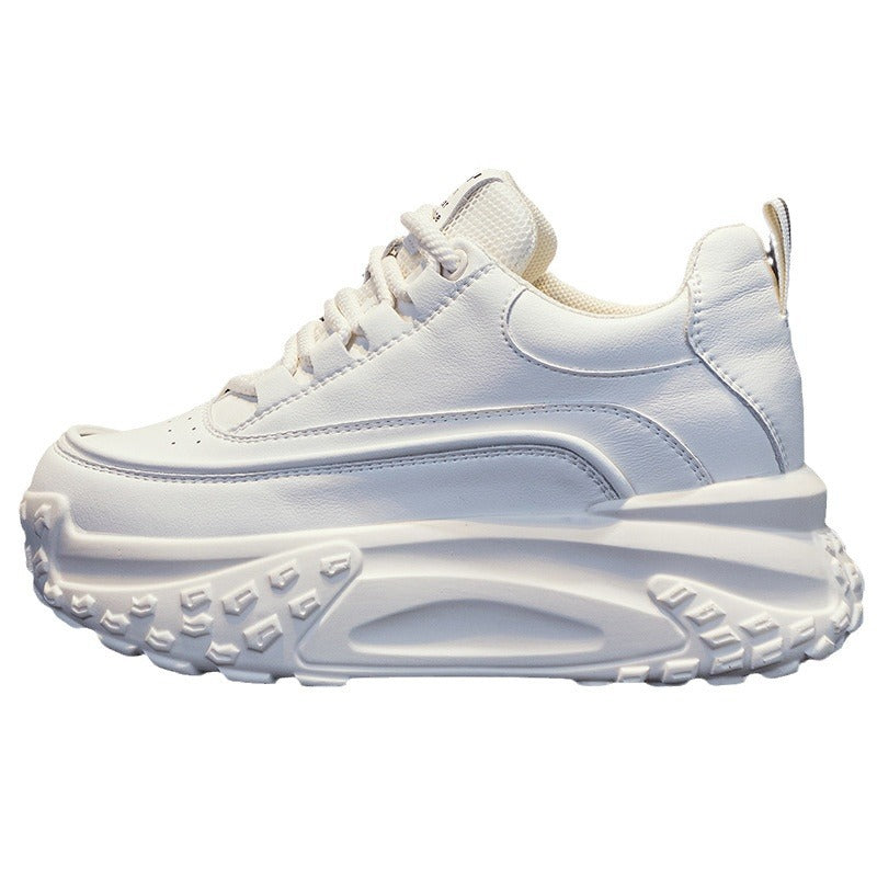 Women's Spring White Thick-soled Height Increasing Insole Sports Dad Sneakers