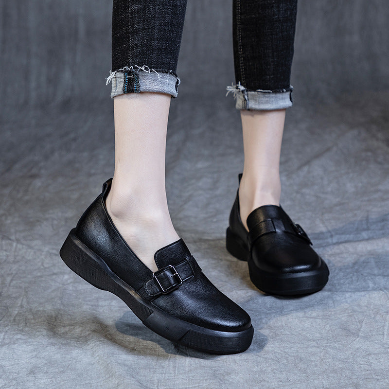 Women's British Style Plus Size Rubber Vintage Soft Loafers