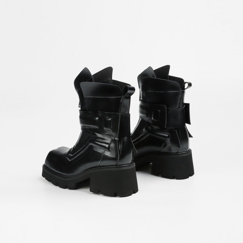 Black Warrior Knight Niche Height Increasing Boots
