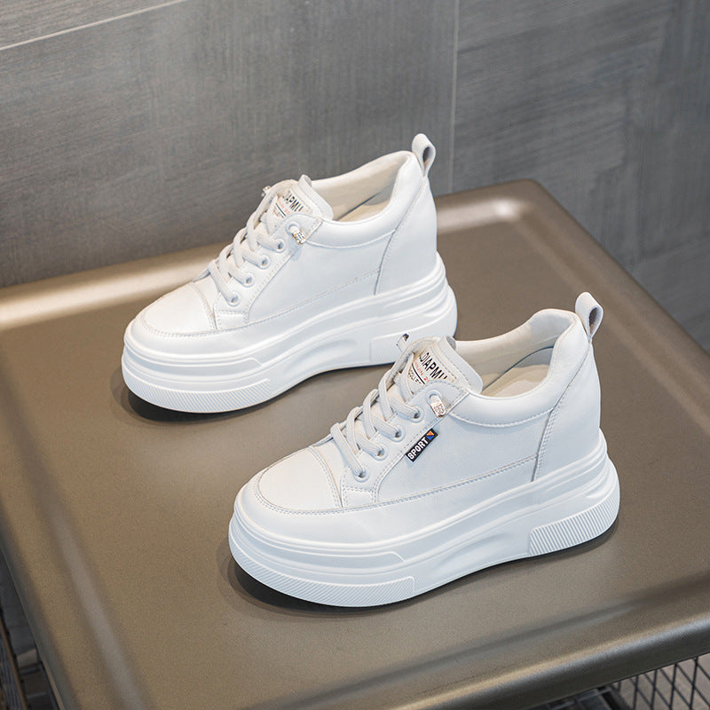 Women's Hidden Platform Korean Fashionable Popcorn White Heels