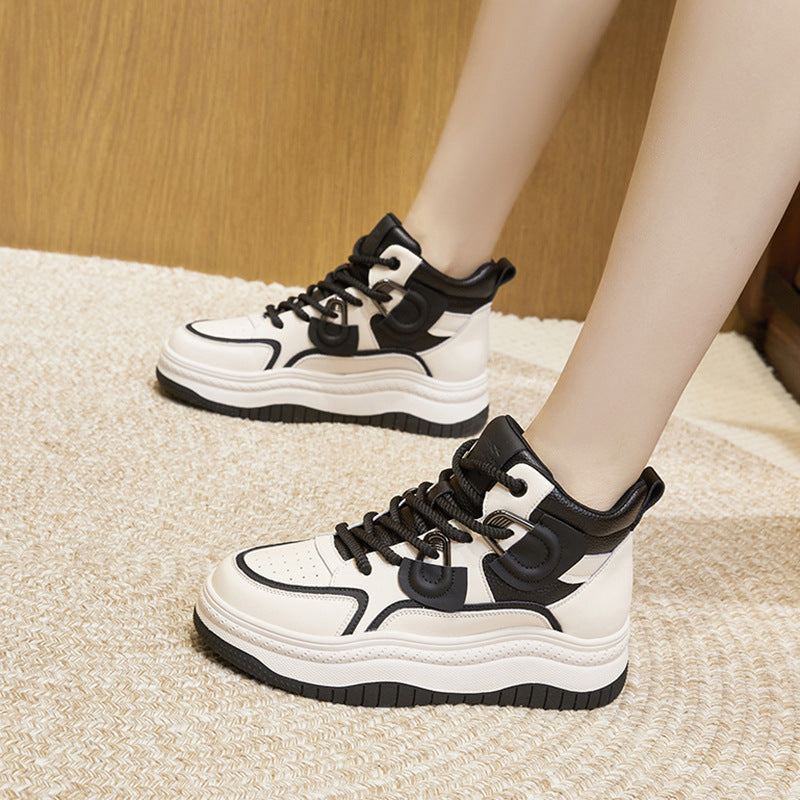 Women's Stylish White Platform Board Fashion Sneakers