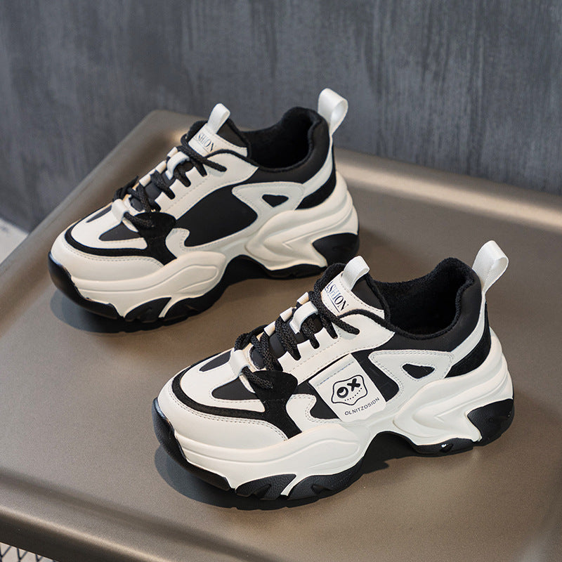 Women's Dad Lightweight Comfortable Platform Height Increasing Leather Shoes