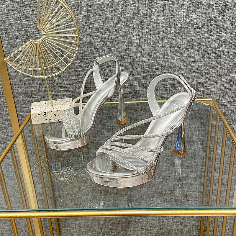 Women's Classy High Everyday Joker Stiletto Rhinestone Heels