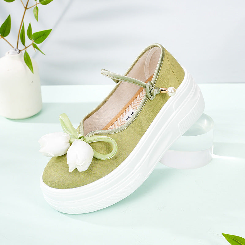 Women's Thick-soled Increased Pumps Performance Ancient Han Canvas Shoes