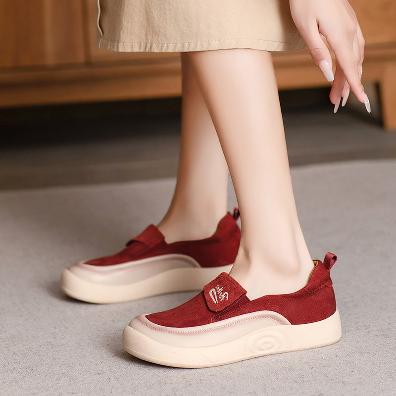 Women's Genuine Slip-on Soft Sole Square Toe Casual Shoes
