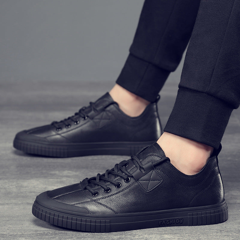 Men's Green Sports Cowhide Soft Bottom Korean Casual Shoes