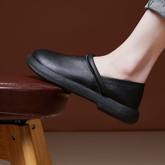 Women's Cowhide Leisure One Pedal Soft Bottom Loafers
