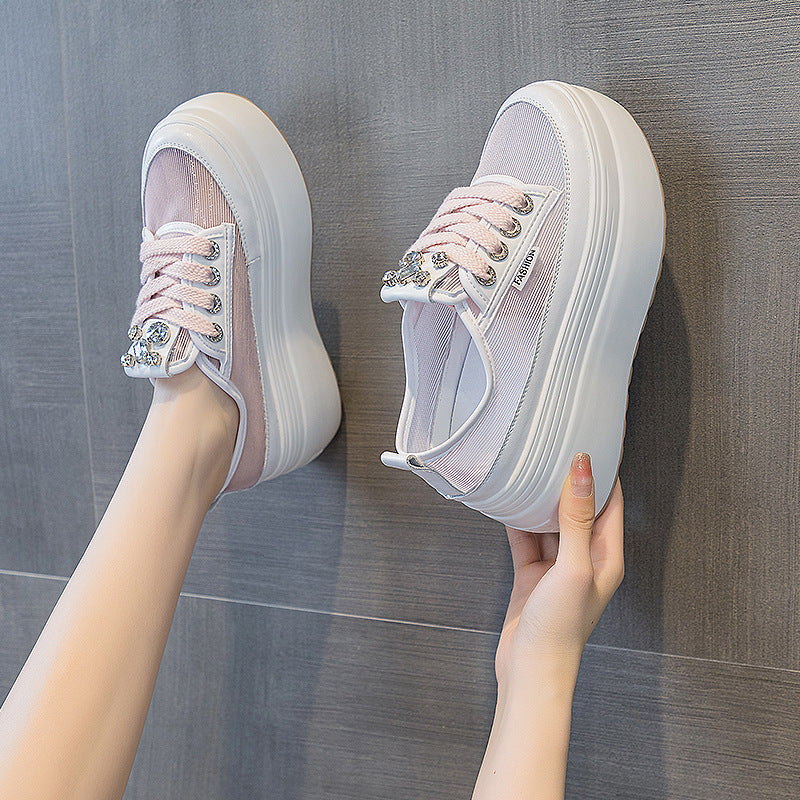 Women's Hollow Mesh Thin Thick Bottom Increased Casual Shoes