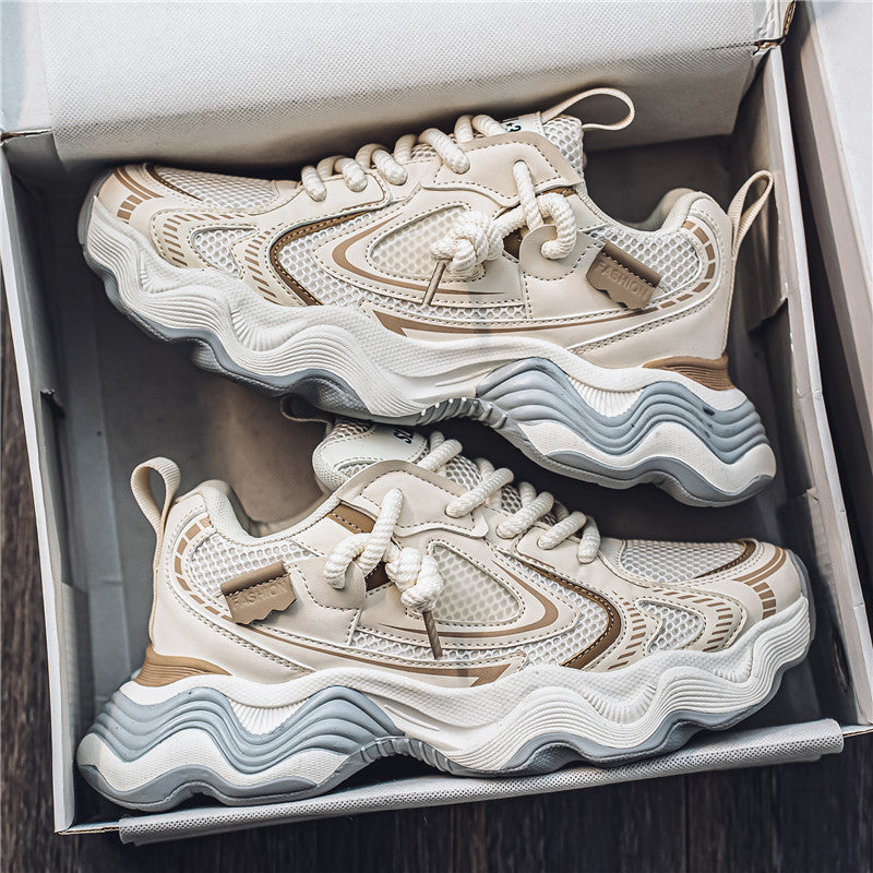 Men's Autumn Mesh Breathable Design Wave Platform Sneakers