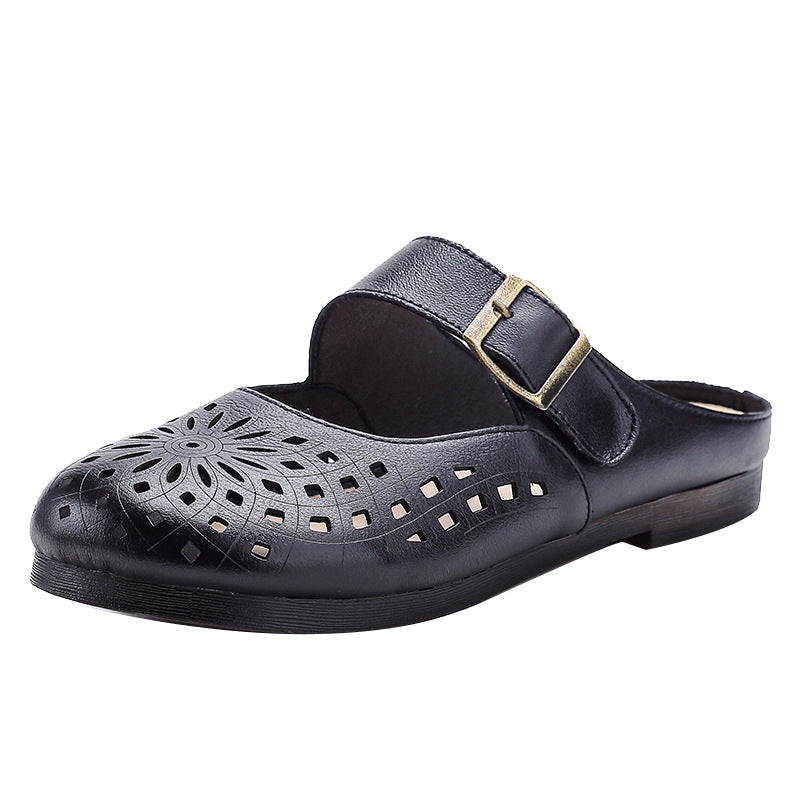 Women's Bottom Mom Flat Comfort People Hollow Sandals