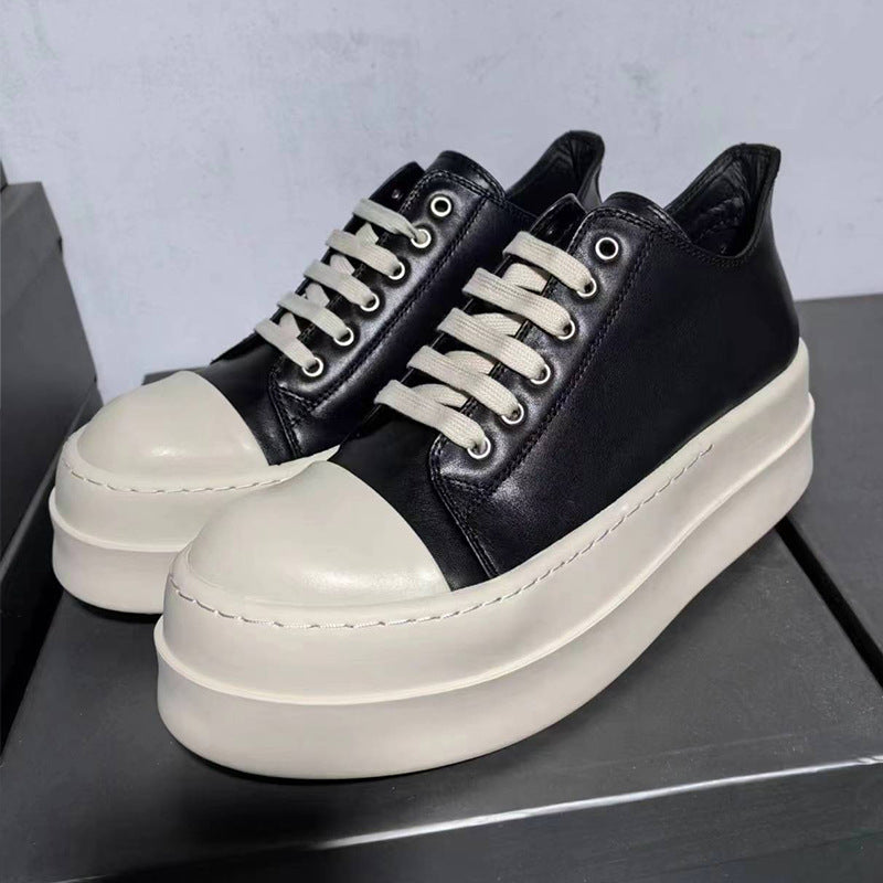 Men's Low Top Layer Cowhide Pumps Shallow Casual Shoes