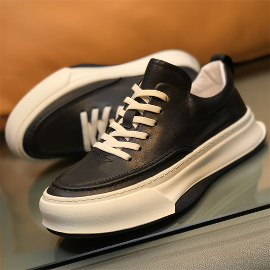 Men's White British Style Thick-soled Trendy Sports Sneakers