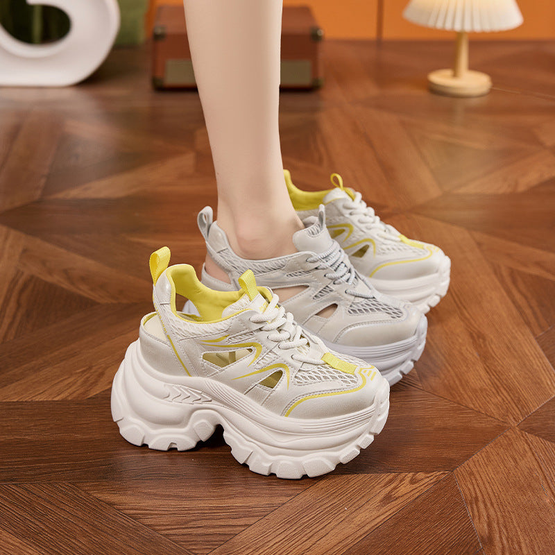 Women's Platform Dad Summer Hollow Hole Breathable Mesh Women's Sports Shoes