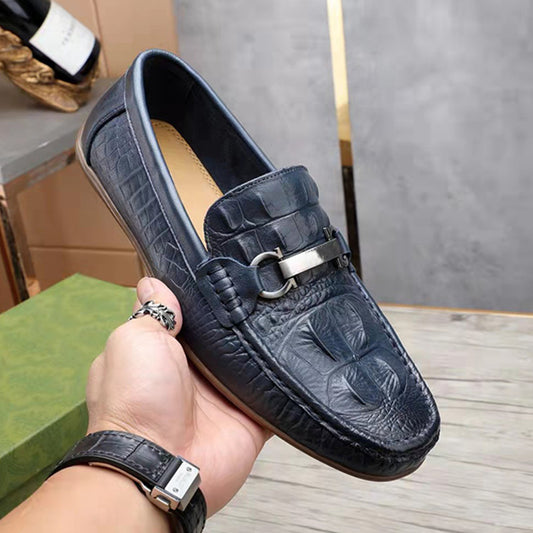 Men's Summer Breathable Genuine Slip-on Pumps Retro Casual Shoes