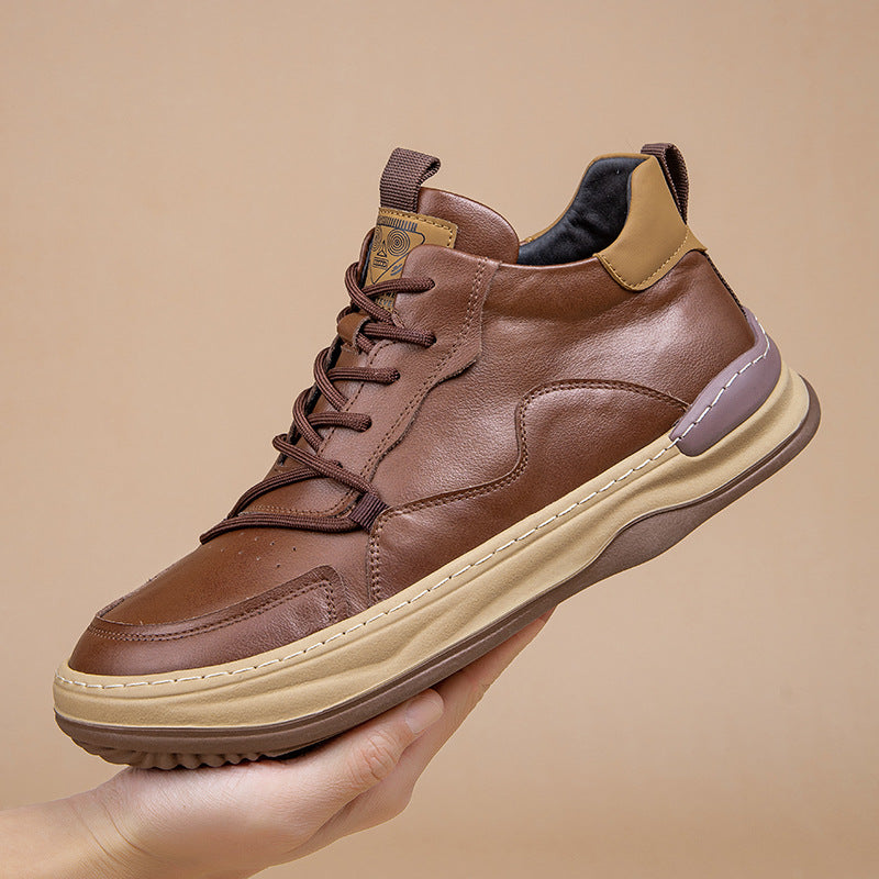 Men's Cowhide Board Autumn Cotton Plus Veet Men's Casual Shoes