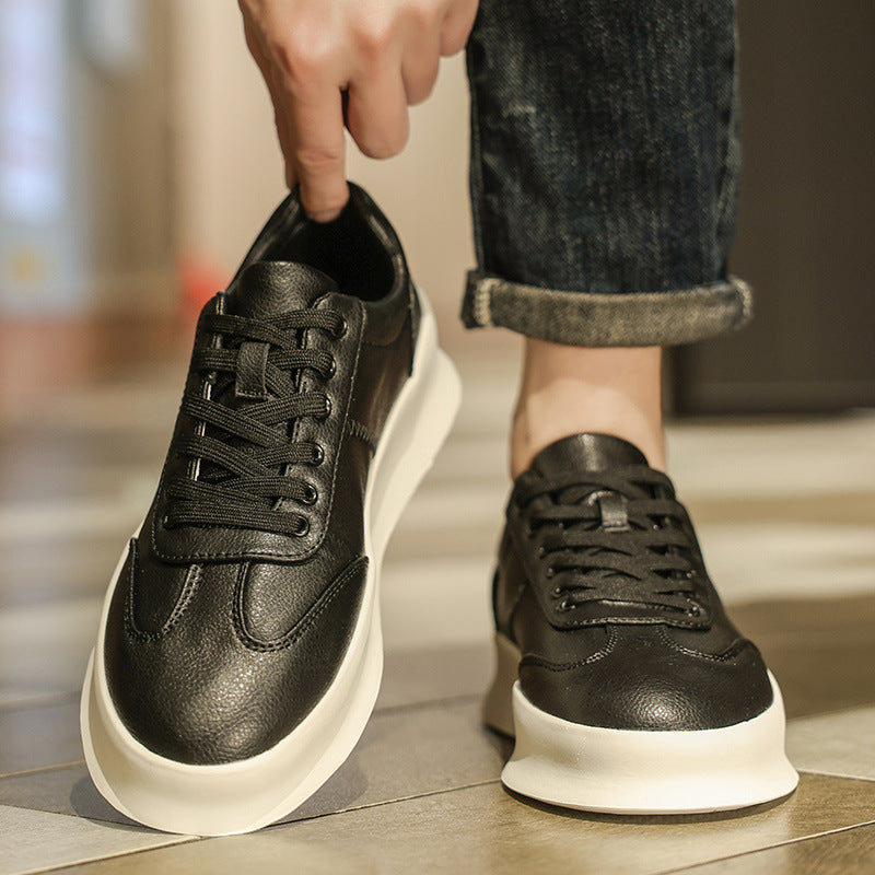 Men's Four White Flat Skateboard Trendy Thick-soled Men's Board Shoes