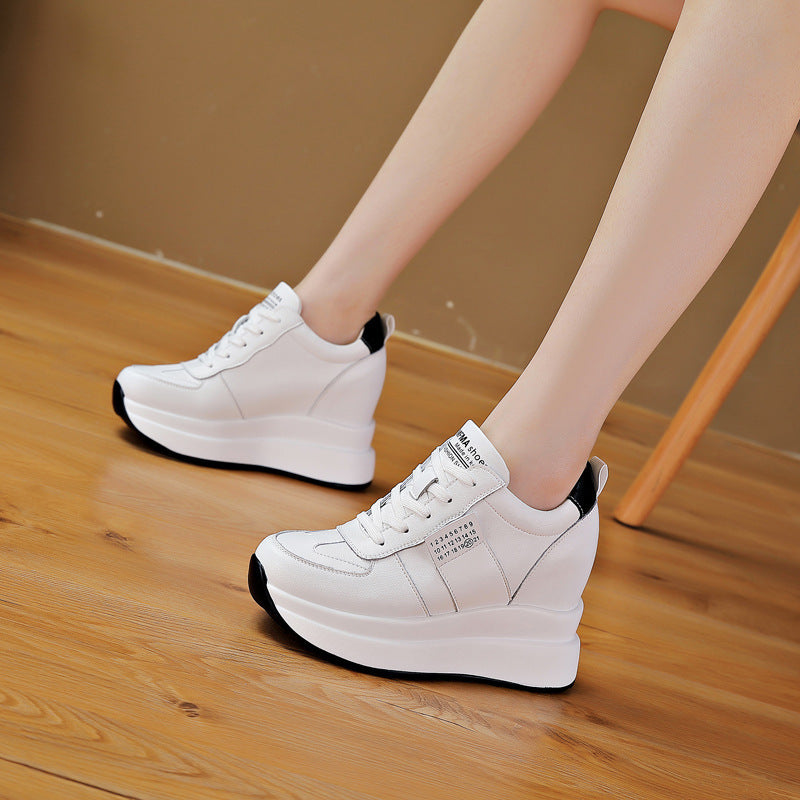 Women's Trendy Sunday Autumn Invisible Elevated Thick Sole Height Increasing White Men's Shoes